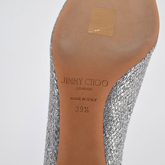 Jimmy Choo Romy Kitten Heel Pumps Pointed Toe Silver Metallic Women's 39.5 US 9 - Picture 13 of 13